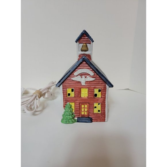 Vintage National Decorations Americana Porcelain Lighted School House - Picture 9 of 9